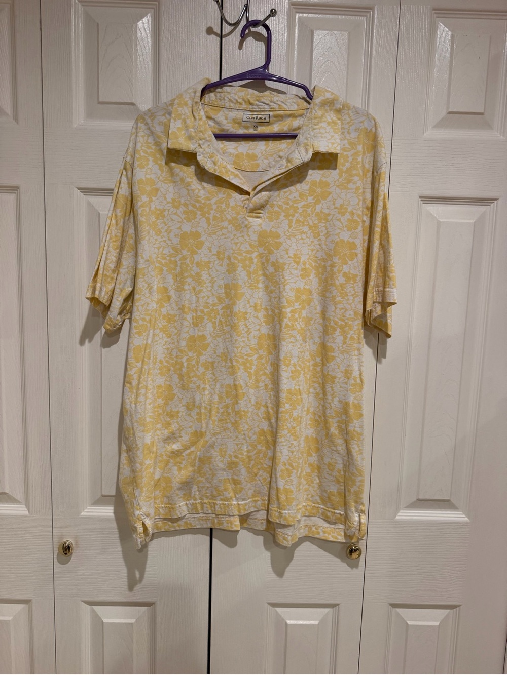 Cutter & Buck Yellow Floral Short-Sleeve Polo